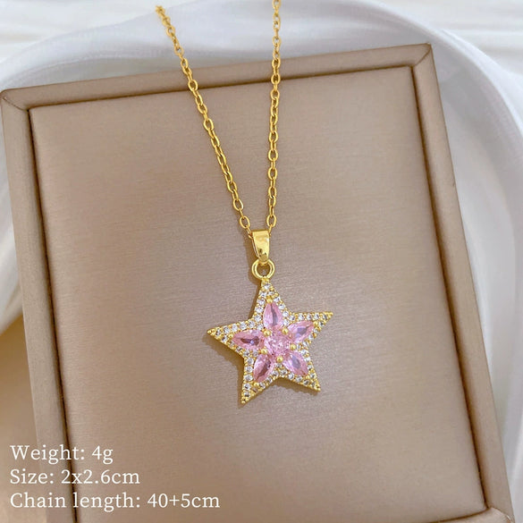 Wholesale Stainless Steel And Copper Animal Zodiac Pattern Luxury Style Fashionable Full Diamond Necklace Unisex Clavicle Chain