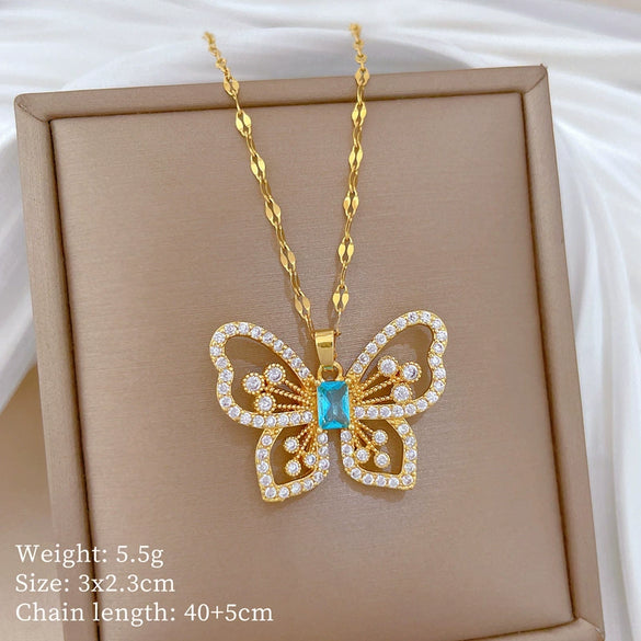 Wholesale Stainless Steel And Copper Animal Zodiac Pattern Luxury Style Fashionable Full Diamond Necklace Unisex Clavicle Chain