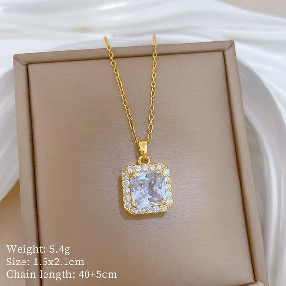 Wholesale Stainless Steel And Copper Animal Zodiac Pattern Luxury Style Fashionable Full Diamond Necklace Unisex Clavicle Chain