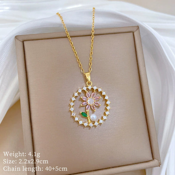 Wholesale Stainless Steel And Copper Animal Zodiac Pattern Luxury Style Fashionable Full Diamond Necklace Unisex Clavicle Chain