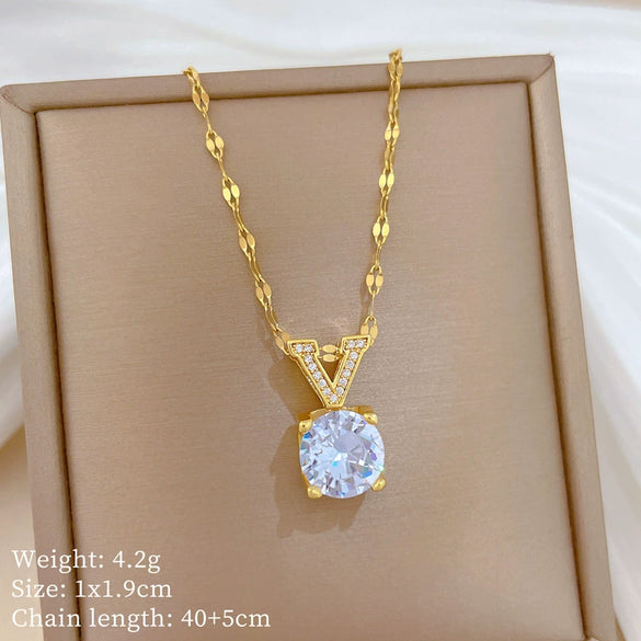 Wholesale Stainless Steel And Copper Animal Zodiac Pattern Luxury Style Fashionable Full Diamond Necklace Unisex Clavicle Chain