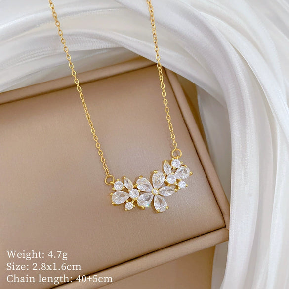 Wholesale Stainless Steel And Copper Animal Zodiac Pattern Luxury Style Fashionable Full Diamond Necklace Unisex Clavicle Chain
