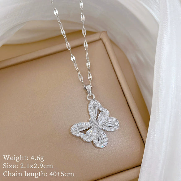 Wholesale Stainless Steel And Copper Animal Zodiac Pattern Luxury Style Fashionable Full Diamond Necklace Unisex Clavicle Chain