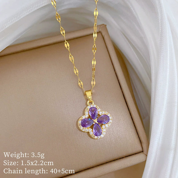 Wholesale Stainless Steel And Copper Animal Zodiac Pattern Luxury Style Fashionable Full Diamond Necklace Unisex Clavicle Chain