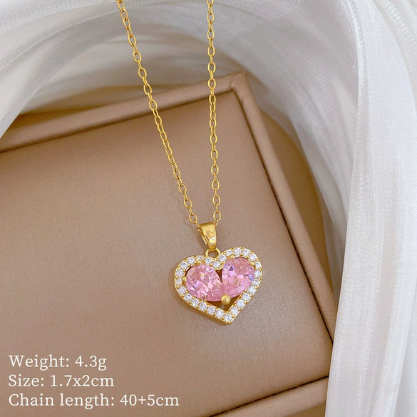 Wholesale Stainless Steel And Copper Animal Zodiac Pattern Luxury Style Fashionable Full Diamond Necklace Unisex Clavicle Chain