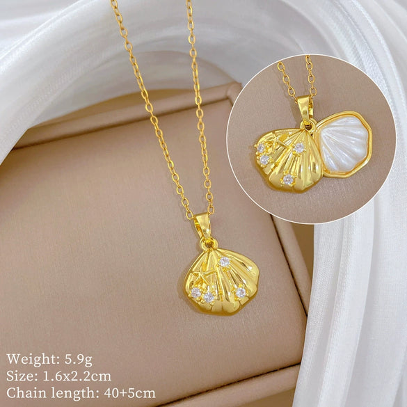 Wholesale Stainless Steel And Copper Animal Zodiac Pattern Luxury Style Fashionable Full Diamond Necklace Unisex Clavicle Chain