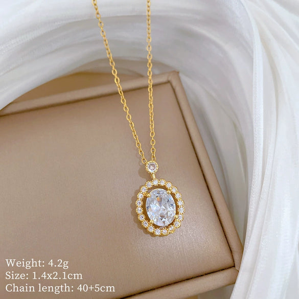 Wholesale Stainless Steel And Copper Animal Zodiac Pattern Luxury Style Fashionable Full Diamond Necklace Unisex Clavicle Chain
