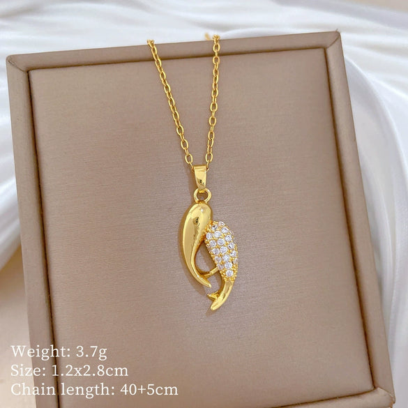 Wholesale Stainless Steel And Copper Animal Zodiac Pattern Luxury Style Fashionable Full Diamond Necklace Unisex Clavicle Chain