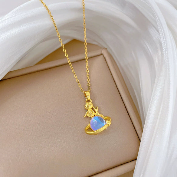 Wholesale Stainless Steel And Copper Geometric Cartoon Style Unisex Diamond Pendant Necklace