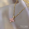 Wholesale Stainless Steel And Copper Geometric Lucky Grass Micro Diamond Plated Necklace Unisex Fine Style Clavicle Chain Accessories