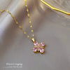 Wholesale Stainless Steel And Copper Geometric Lucky Grass Micro Diamond Plated Necklace Unisex Fine Style Clavicle Chain Accessories