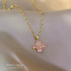 Wholesale Stainless Steel And Copper Geometric Lucky Grass Micro Diamond Plated Necklace Unisex Fine Style Clavicle Chain Accessories