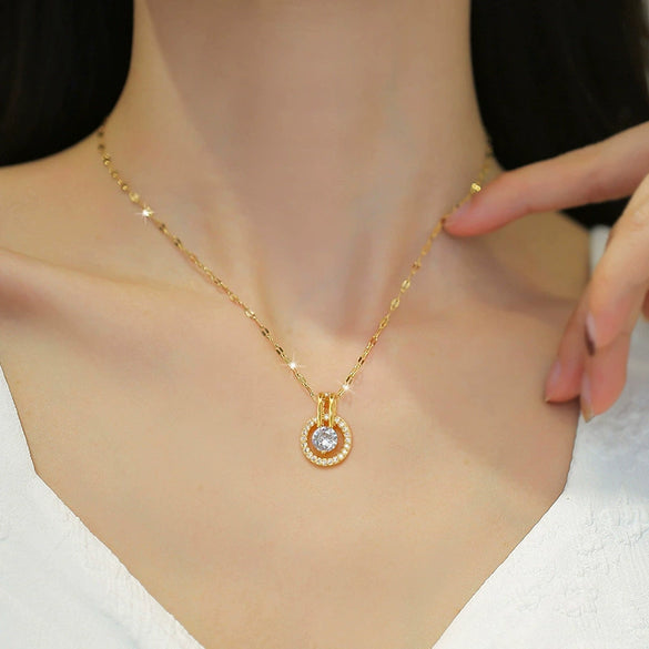 Wholesale Stainless Steel And Copper Geometric Ring And Necklace With Zircon Cartoon And Minimalist Style