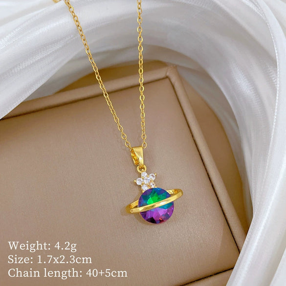 Wholesale Stainless Steel And Copper Geometric Star Galaxy Cartoon Style Pendant Necklace Unisex Allmatch Clavicle Chain