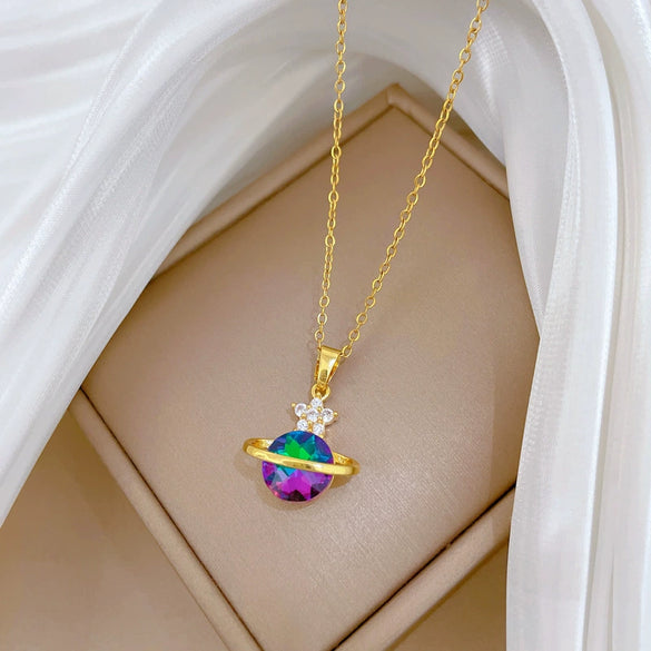 Wholesale Stainless Steel And Copper Geometric Star Galaxy Cartoon Style Pendant Necklace Unisex Allmatch Clavicle Chain