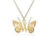 Wholesale Stainless Steel And Copper Letter And Butterfly Pendant Necklace With Electroplating Hollow Design