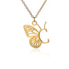 Wholesale Stainless Steel And Copper Letter And Butterfly Pendant Necklace With Electroplating Hollow Design