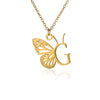 Wholesale Stainless Steel And Copper Letter And Butterfly Pendant Necklace With Electroplating Hollow Design