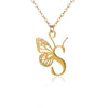 Wholesale Stainless Steel And Copper Letter And Butterfly Pendant Necklace With Electroplating Hollow Design