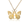 Wholesale Stainless Steel And Copper Letter And Butterfly Pendant Necklace With Electroplating Hollow Design