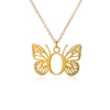 Wholesale Stainless Steel And Copper Letter And Butterfly Pendant Necklace With Electroplating Hollow Design