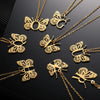 Wholesale Stainless Steel And Copper Letter And Butterfly Pendant Necklace With Electroplating Hollow Design
