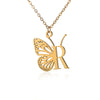 Wholesale Stainless Steel And Copper Letter And Butterfly Pendant Necklace With Electroplating Hollow Design