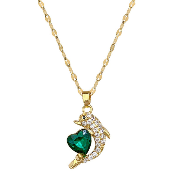 Wholesale Stainless Steel And Copper Light Luxury Geometric Dolphin Pendant Necklace For Women