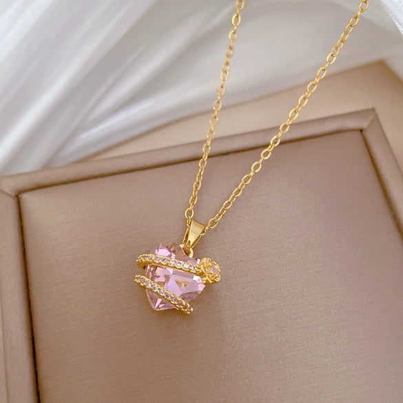 Wholesale Stainless Steel And Copper Love Flower Geometric Pattern Necklace For Women And Men