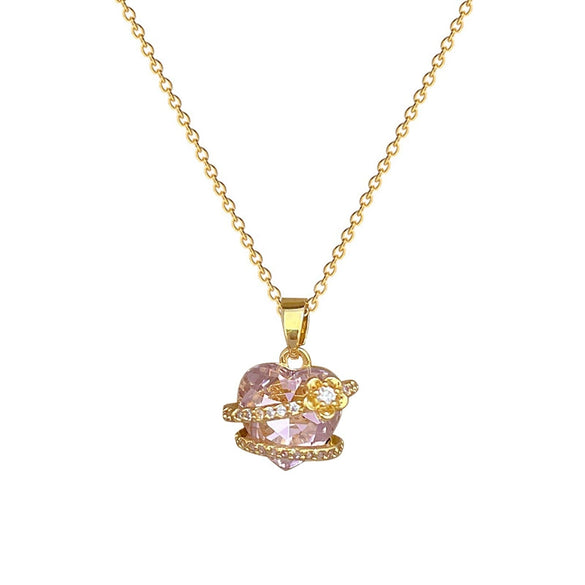 Wholesale Stainless Steel And Copper Love Flower Geometric Pattern Necklace For Women And Men