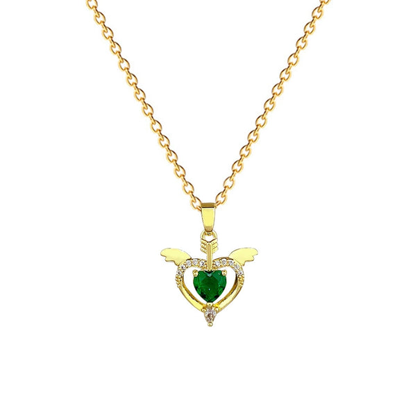 Wholesale Stainless Steel And Copper Love Wings Animal Zodiac Cartoon Minimalist Full Diamond Necklace Unisex
