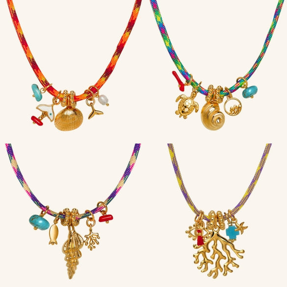 Wholesale Stainless Steel And Copper Multipendant Necklace With Animal Zodiac And Geometric Patterns Vacuum Plated