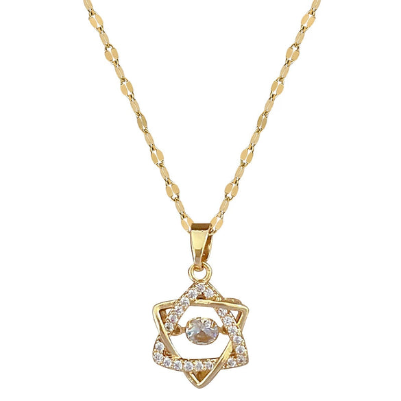 Wholesale Stainless Steel And Copper Sixpointed Star Geometric Light Luxury Elegant Gorgeous Diamond Women's Allmatch Clavicle Necklace