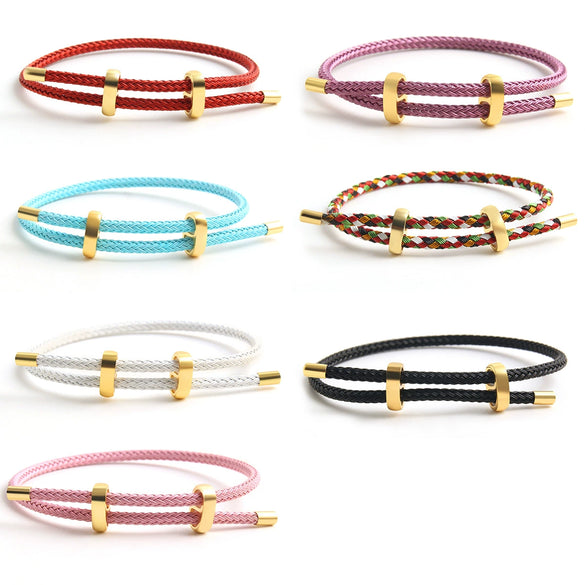 Wholesale Stainless Steel And Copper Wire Rope Bracelet Geometric Style Goldplated Electroplated For Couple