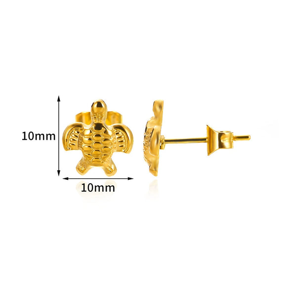 Wholesale Stainless Steel And Copper Zircon Geometric Ocean Turtle Earrings With Electroplating