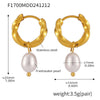 Wholesale 316L Stainless Steel And Freshwater Cultured Pearl Earrings With Geometric Pattern Pvd Electroplated 18K Gold For Women Light Luxury Style
