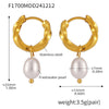 Wholesale Stainless Steel And Freshwater Cultured Pearl Earrings With Twist Buckle Pvd Plated In 18K True Gold Geometric Style