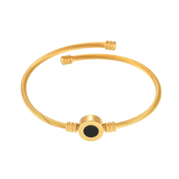 Wholesale 316L Stainless Steel And Fritillary Open Bracelet With Pvd Plating Simple And Minimalist Style