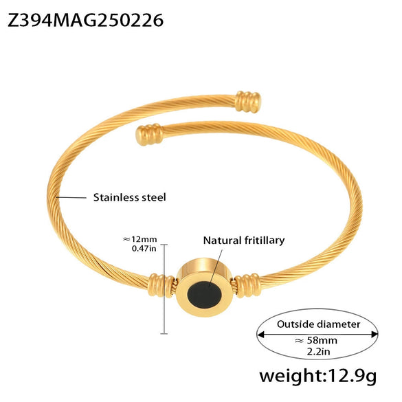 Wholesale 316L Stainless Steel And Fritillary Open Bracelet With Pvd Plating Simple And Minimalist Style