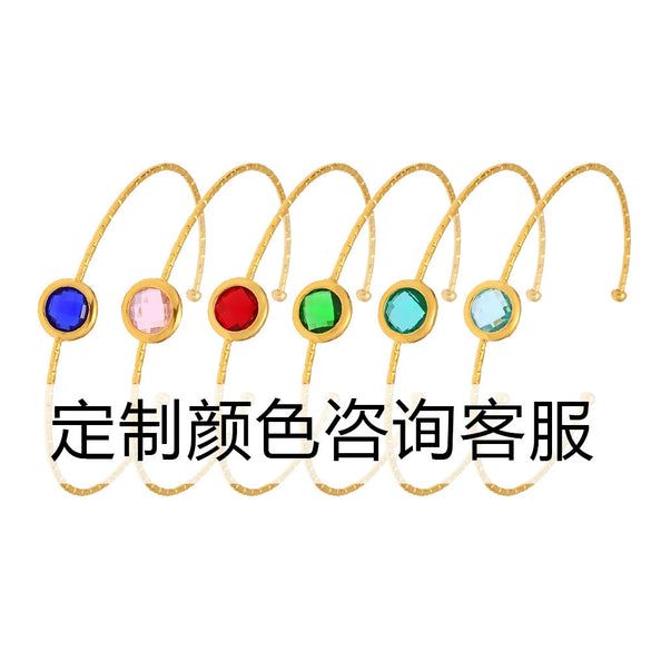 Wholesale 316L Stainless Steel And Glass Stone Open Bracelet With Geometric Style And Electroplating Processing