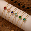 Wholesale 316L Stainless Steel And Glass Stone Open Bracelet With Geometric Style And Electroplating Processing