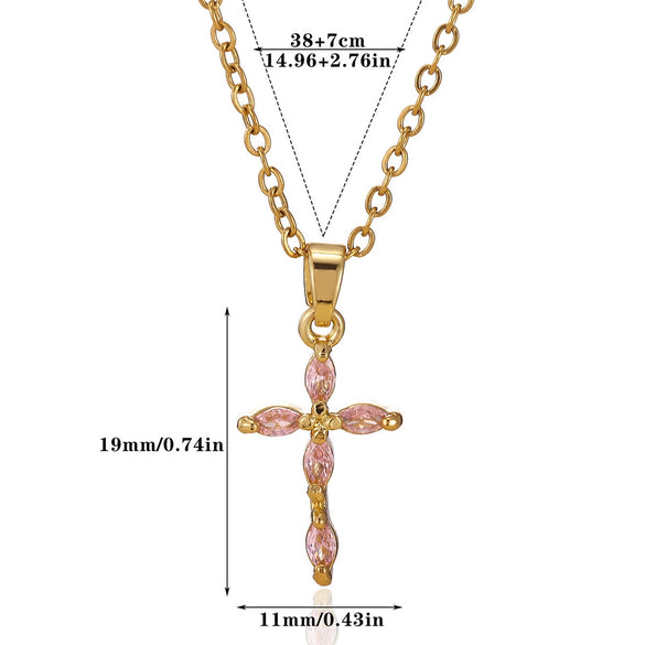Wholesale Stainless Steel And Gold Electroplated Tiny Cross Pendant Necklace For Unisex