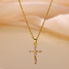 Wholesale Stainless Steel And Gold Electroplated Tiny Cross Pendant Necklace For Unisex
