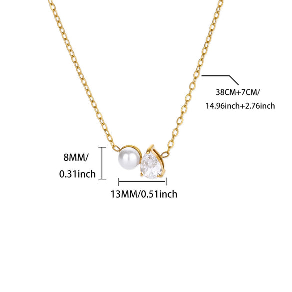 Wholesale Stainless Steel And Imitation Pearl Water Drop Clavicle Necklace Electroplated For Women