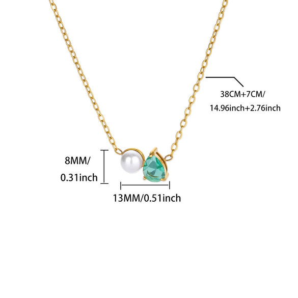Wholesale Stainless Steel And Imitation Pearl Water Drop Clavicle Necklace Electroplated For Women