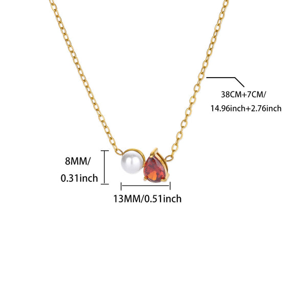 Wholesale Stainless Steel And Imitation Pearl Water Drop Clavicle Necklace Electroplated For Women