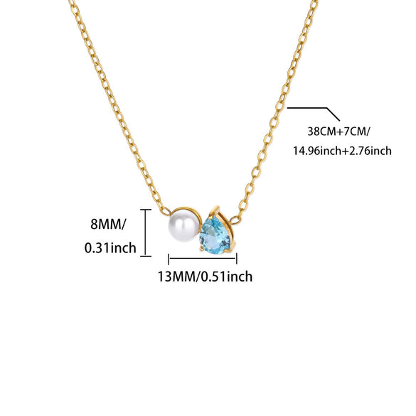 Wholesale Stainless Steel And Imitation Pearl Water Drop Clavicle Necklace Electroplated For Women