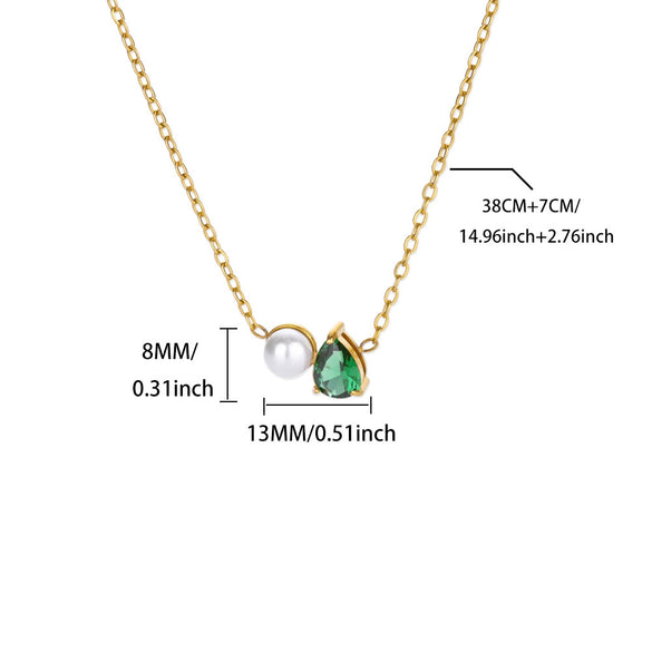 Wholesale Stainless Steel And Imitation Pearl Water Drop Clavicle Necklace Electroplated For Women