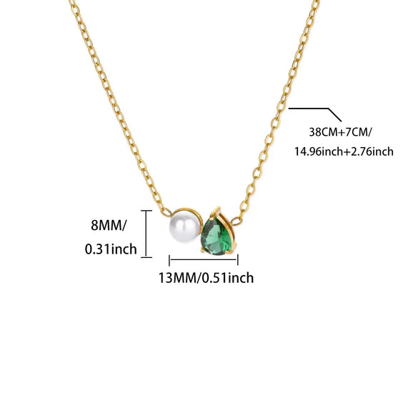 Wholesale Stainless Steel And Imitation Pearl Water Drop Clavicle Necklace Electroplated For Women