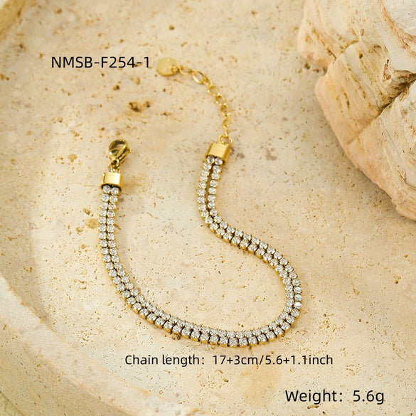 Wholesale Stainless Steel And 18K Gold Plated Zircon Women's Bracelet With Electroplating Process